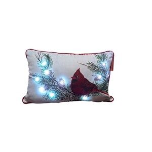The Mountain Home Collection LED Cardinal Decorative Pillow Winter Christmas